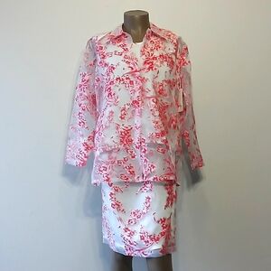 Stunning & Sexy 3pc Red & White skirt set by JSONG